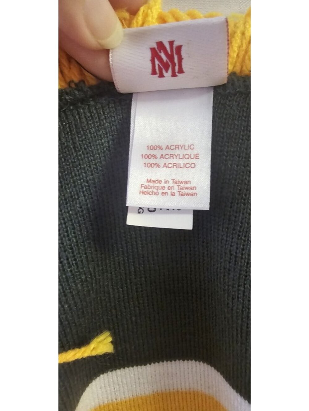 Mitchell & Ness Football Neck Scarf Unisex Green & Yellow Embroidered college - Picture 5 of 7